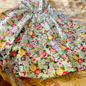 Beautiful Asian Print Halter with full skirt, covered buttons, gorgeous colors